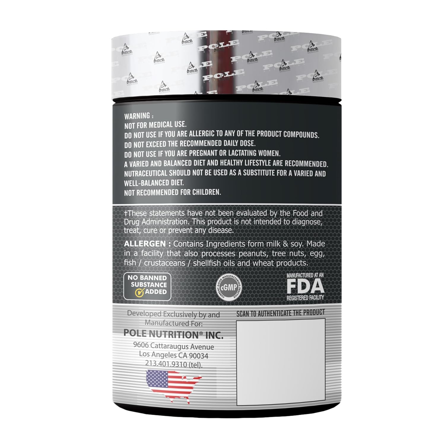 Pole Nutrition L Arginine 500mg, 100 capsules