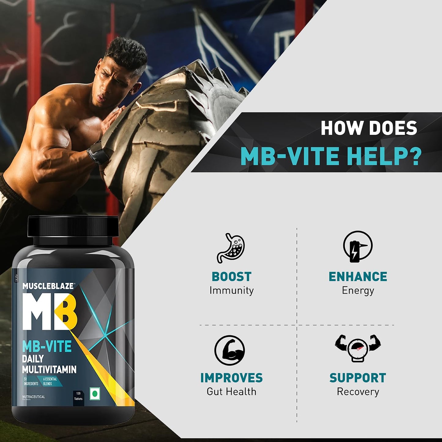 MuscleBlaze MB-Vite Daily Multivitamin, 120 Tablets