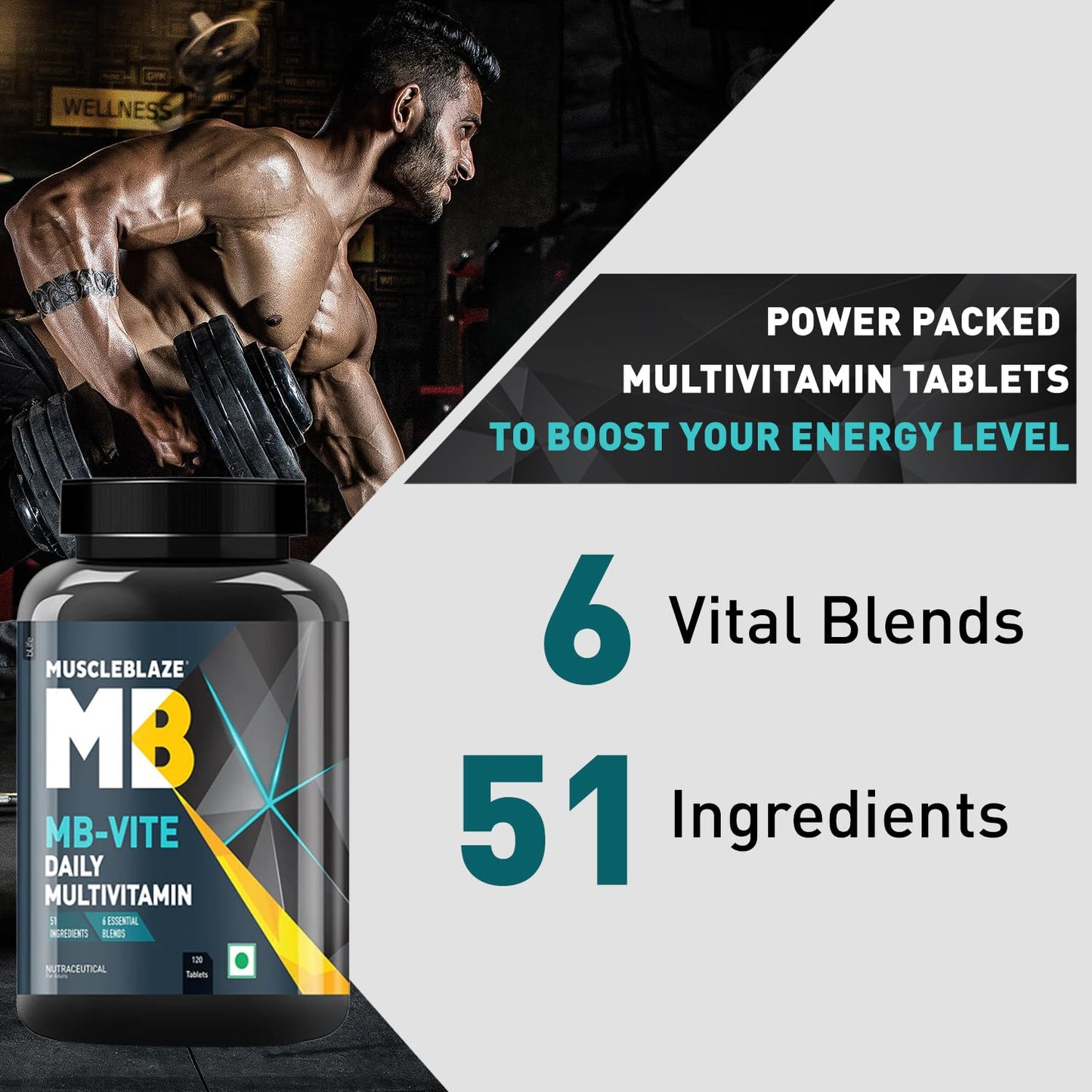 MuscleBlaze MB-Vite Daily Multivitamin, 120 Tablets