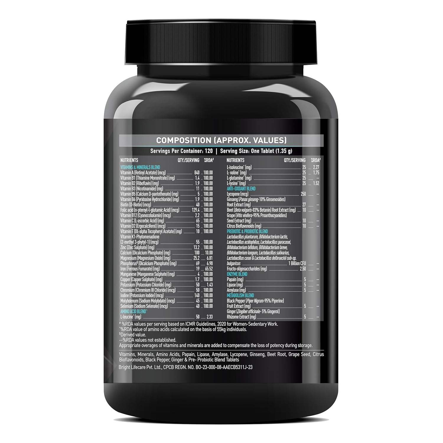 MuscleBlaze MB-Vite Daily Multivitamin, 120 Tablets