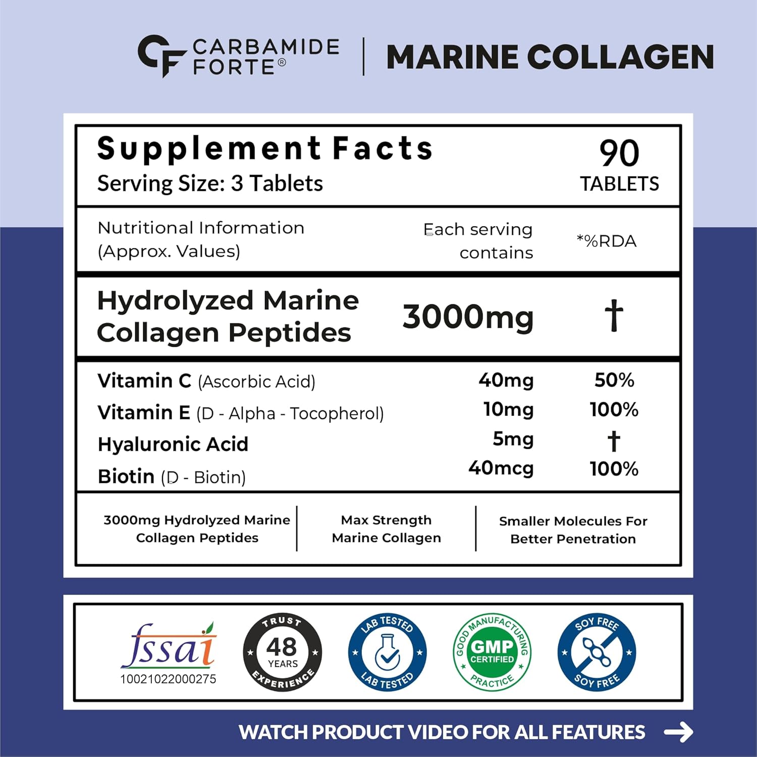 Carbamide Forte Marine Collagen for skin 3000mg, 90 tablets