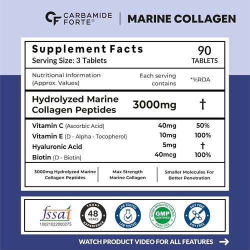 Carbamide Forte Marine Collagen for skin 3000mg, 90 tablets