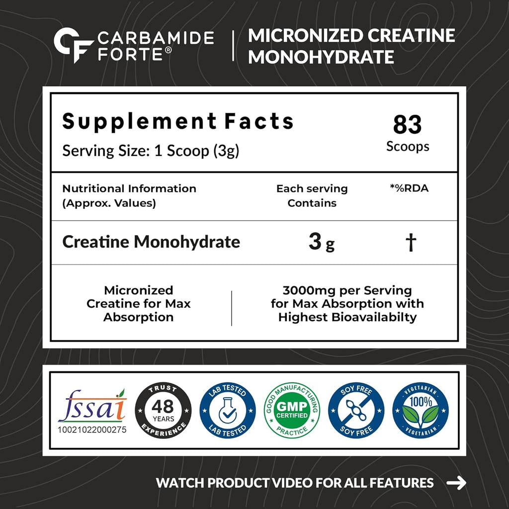 Carbamide Forte Creatine Monohydrate Unflavoured 250gm, 83 servings