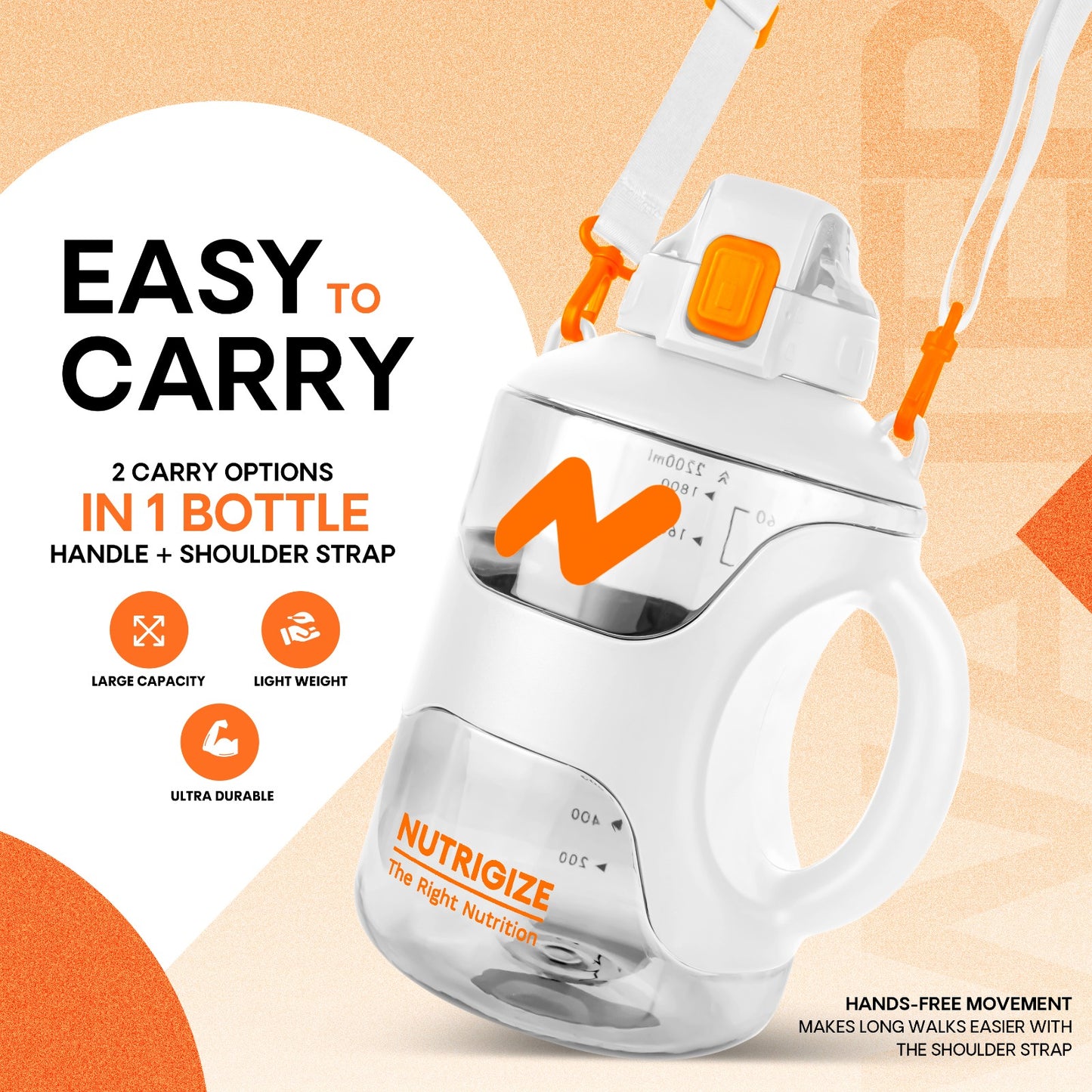 Sports Gallon Water Bottle 2.2 Litre | BPA Free Leak Proof Gym Gallon Water Bottle for Men & Women