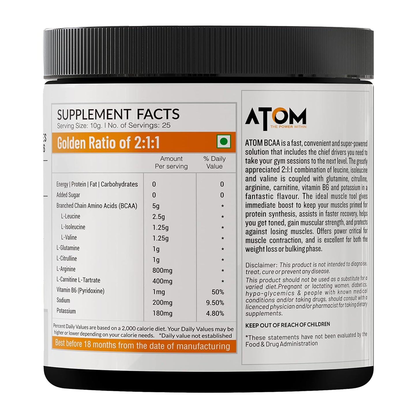 As-it-is ATOM BCAA 250g, 25 servings