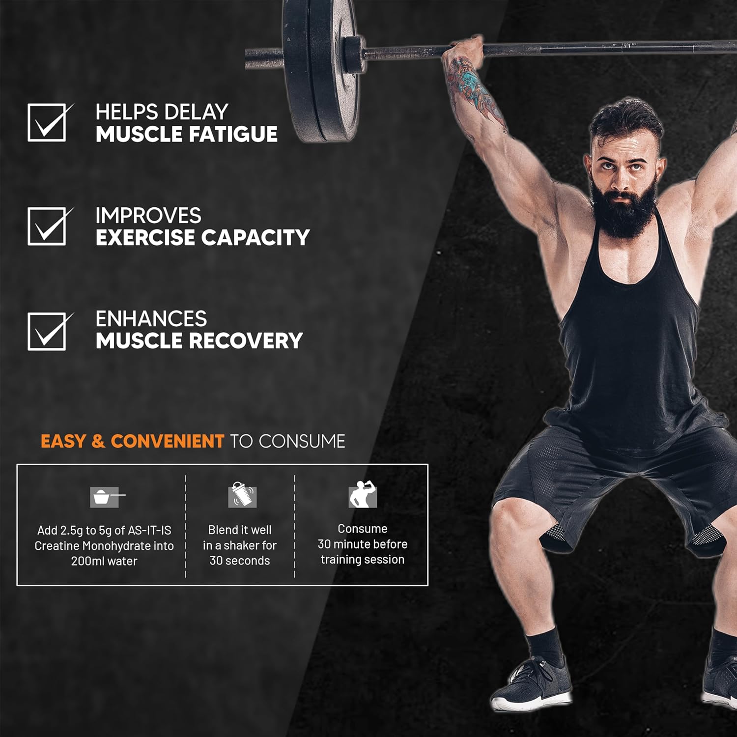 As-it-is 100% Creatine Monohydrate 250gm, 100 servings