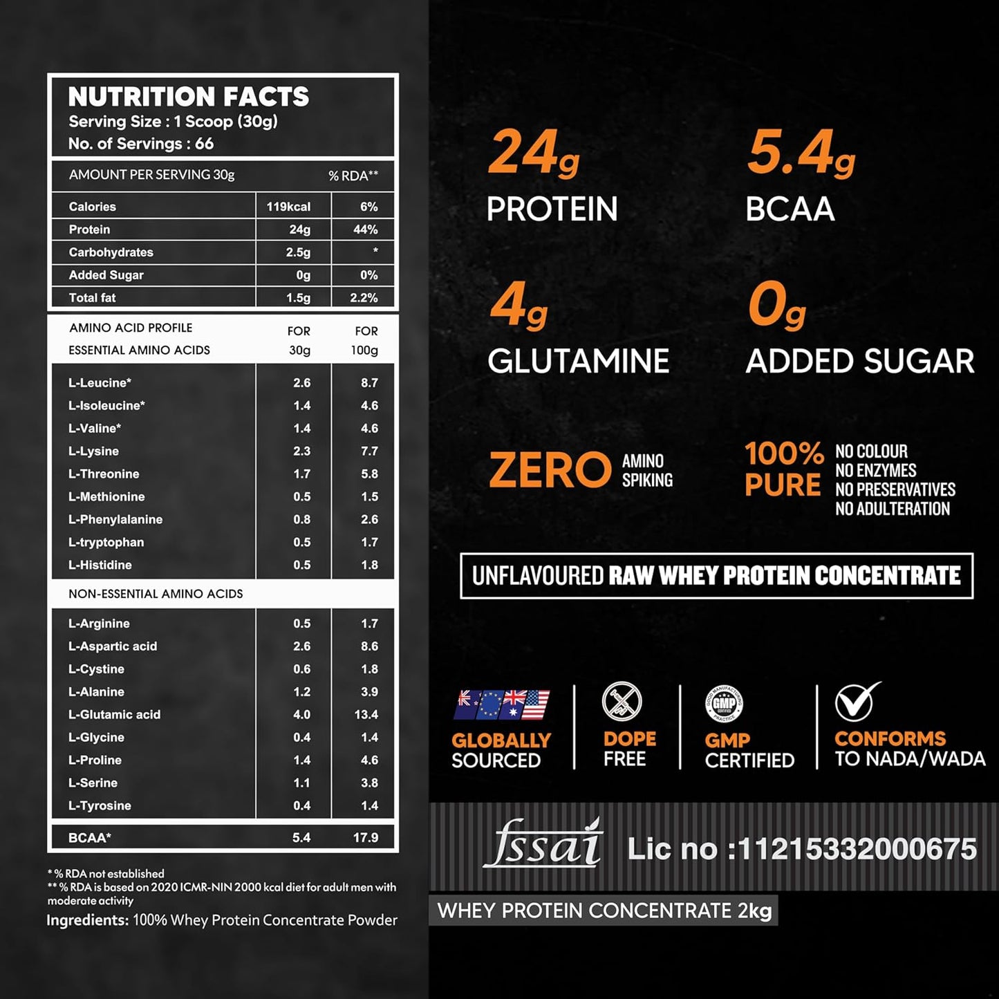 As-it-is Whey Protein Concentrate 80% - 2kg, Unflavoured