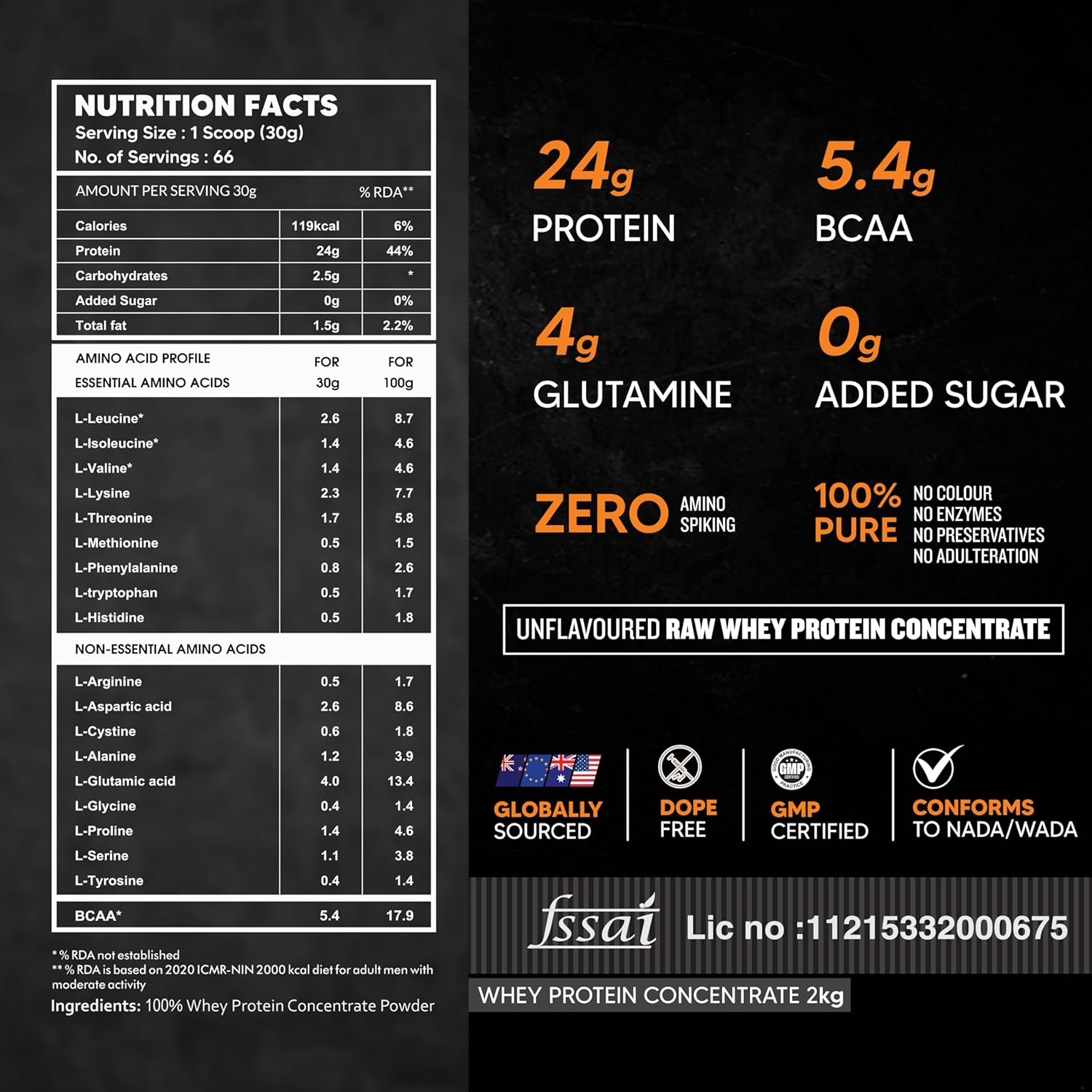 As-it-is Whey Protein Concentrate 80% - 2kg, Unflavoured