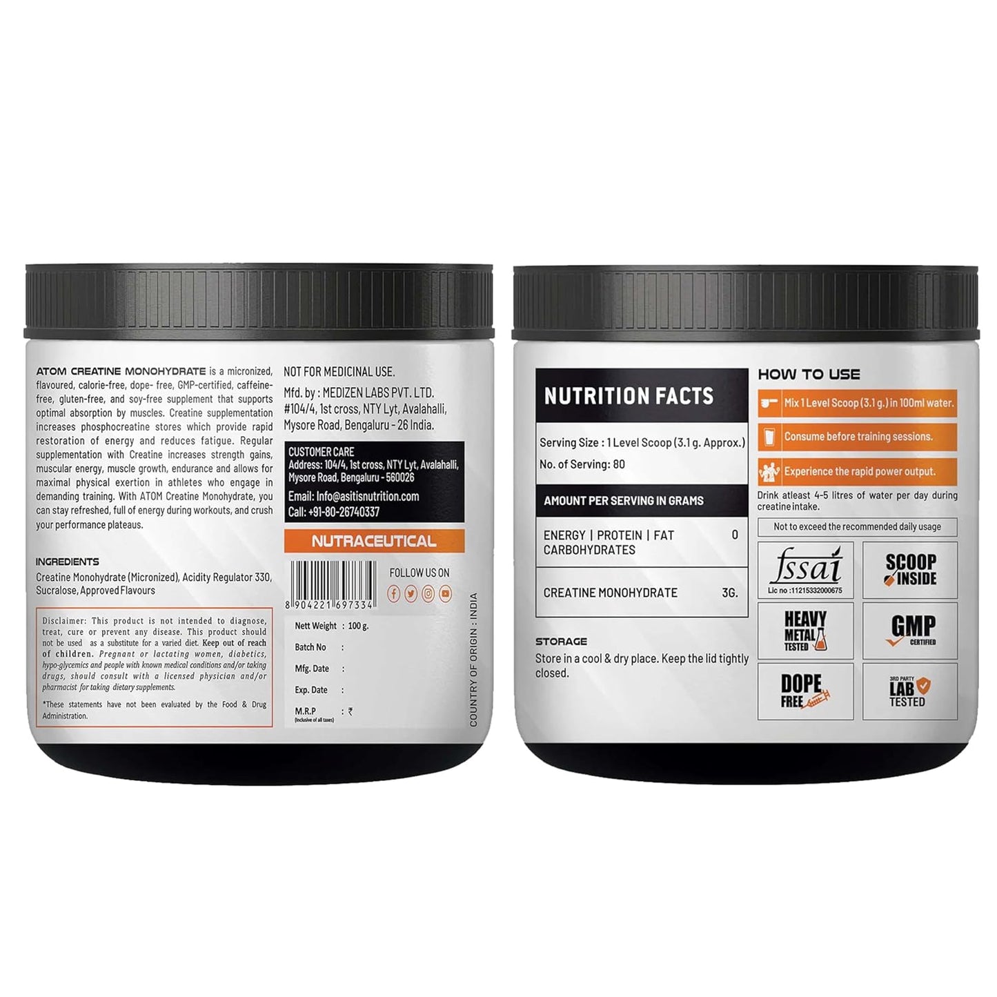 As-it-is ATOM Creatine Monohydrate
