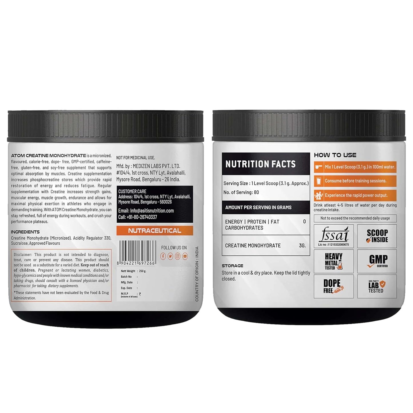 As-it-is ATOM Creatine Monohydrate