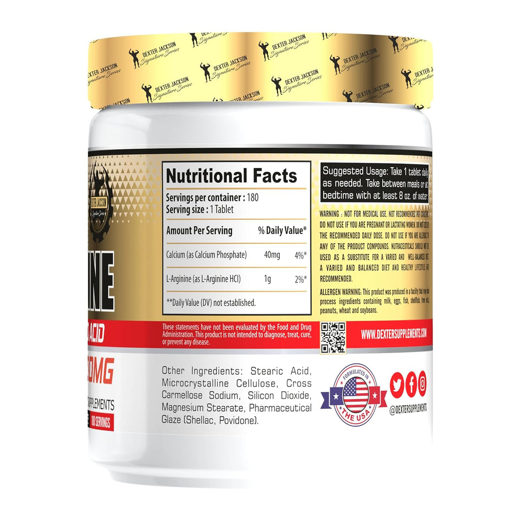 Dexter Jackson L-Arginine 1000 Mg 180 Tablets