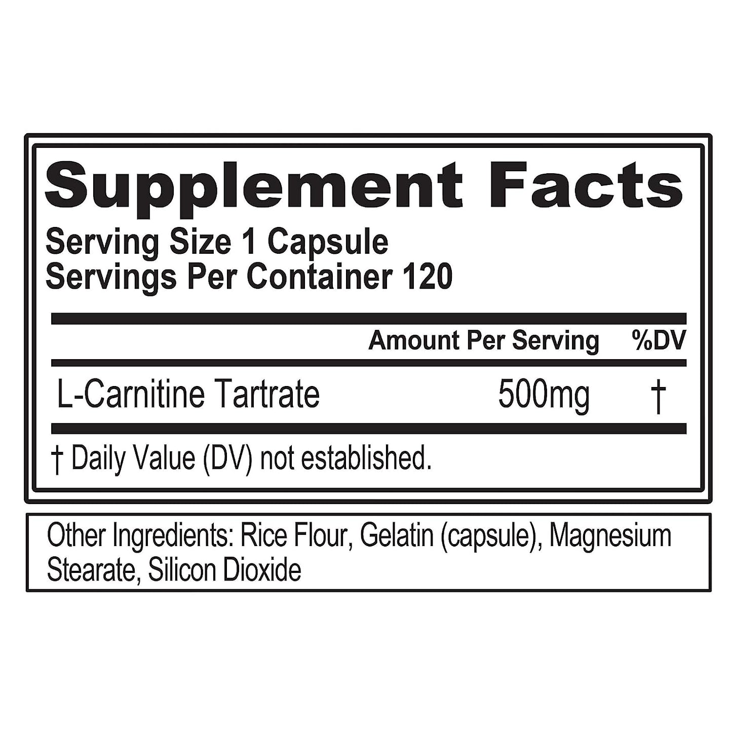 Evlution Nutrition (EVL) Carnitine, 500 mg of Pure L-Carnitine in Each Serving, 120 Capsules