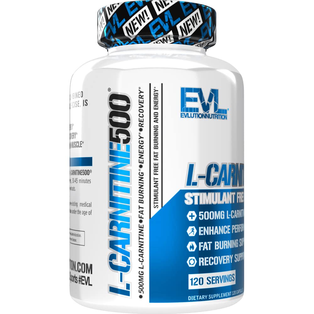 Evlution Nutrition (EVL) Carnitine, 500 mg of Pure L-Carnitine in Each Serving, 120 Capsules
