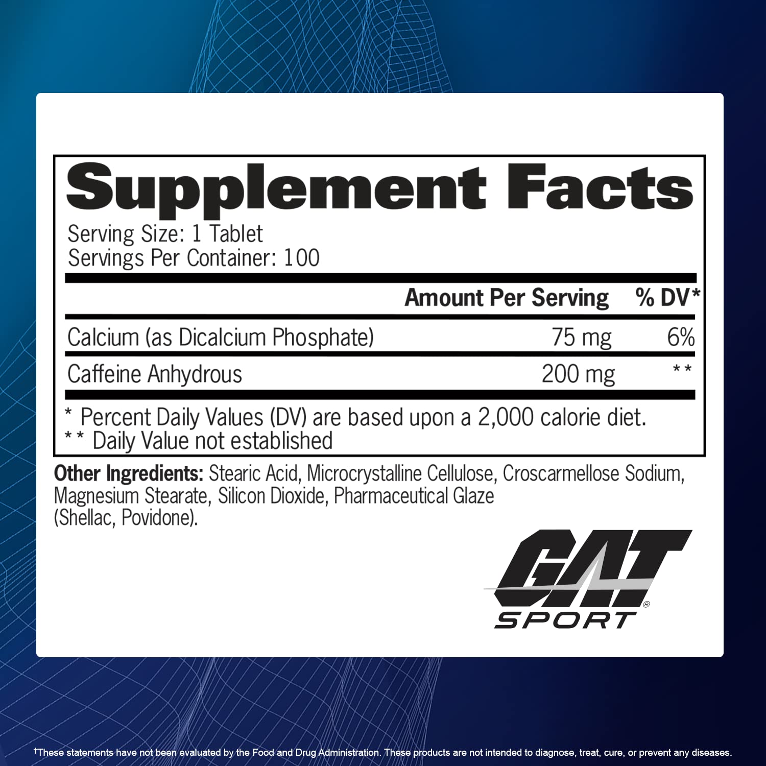 GAT Caffeine 100 Tablets - GAT - GAT_Caffeine_100