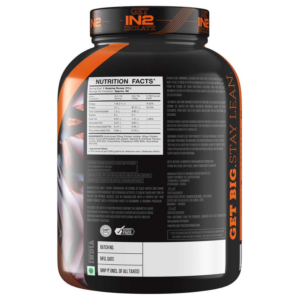IN2 Nutrition Whey Protein Isolate - 1.5 Kg