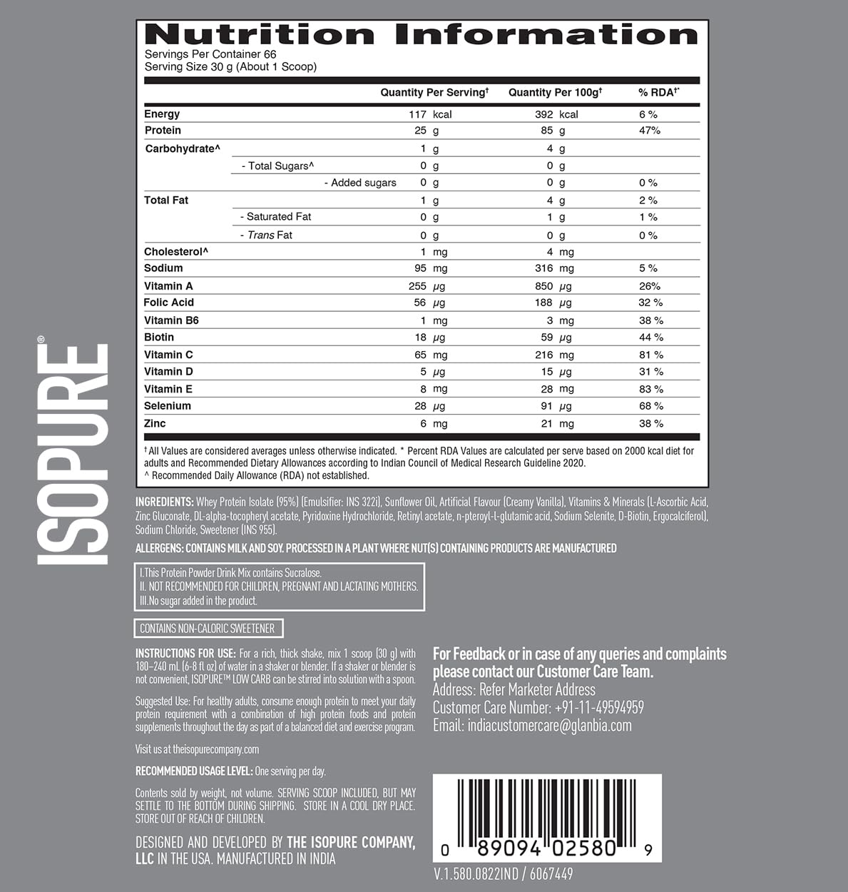 Isopure Low Carb 100% Whey Protein Isolate
