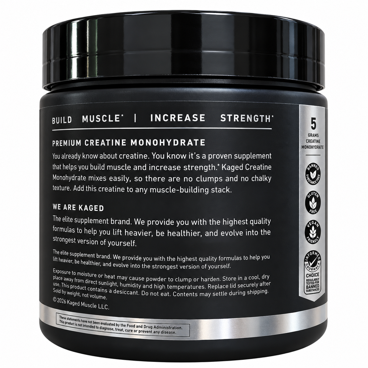 Kaged Creatine Monohydrate Powder – Unflavoured, 520g, 100 Servings
