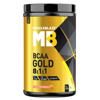 MuscleBlaze Bcaa Gold 8:1:1 With Higher Leucine, Electrolytes, Glutamine Powder, 60 servings