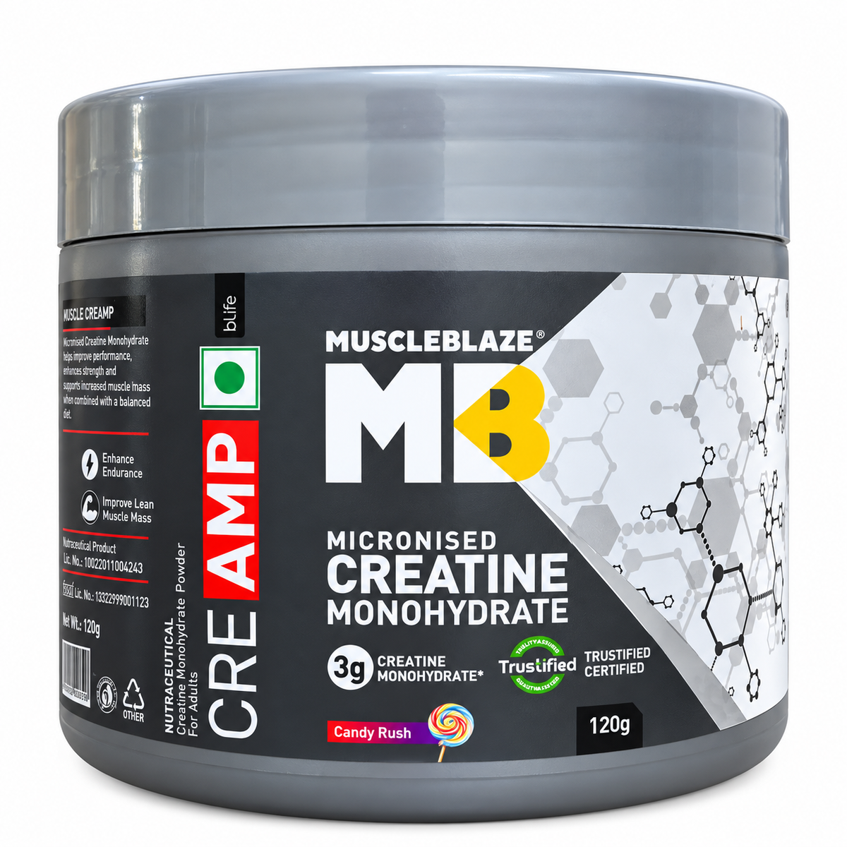MuscleBlaze Creatine Monohydrate CreAmp | Micronised Creatine Powder