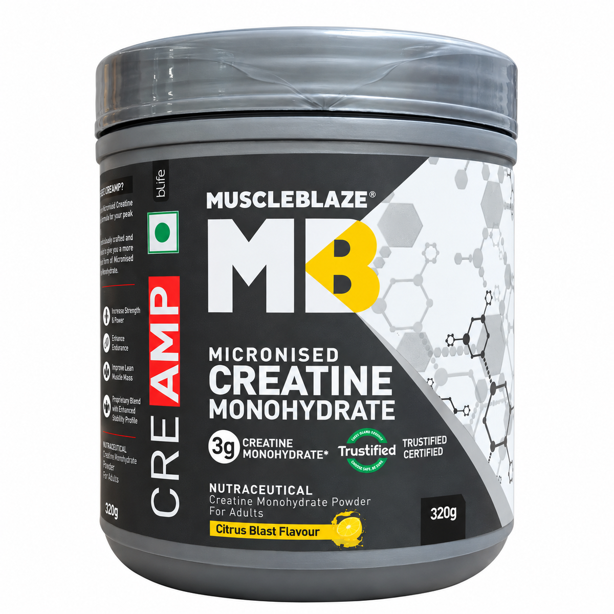 MuscleBlaze Creatine Monohydrate CreAmp | Micronised Creatine Powder