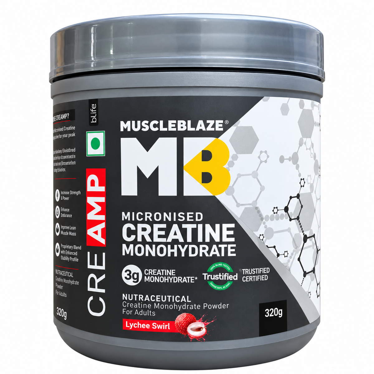 MuscleBlaze Creatine Monohydrate CreAmp | Micronised Creatine Powder