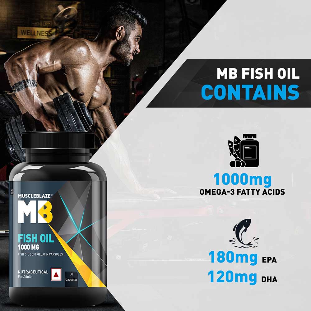 MuscleBlaze Omega 3 Fish Oil (1000 mg), 30 capsules
