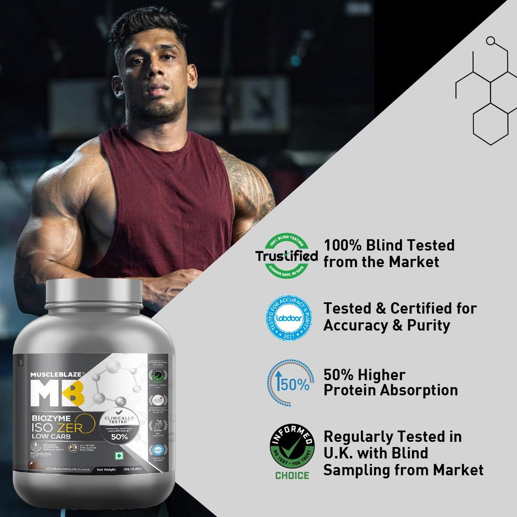 MuscleBlaze Biozyme Iso-Zero, 100% Pure Whey Protein Isolate