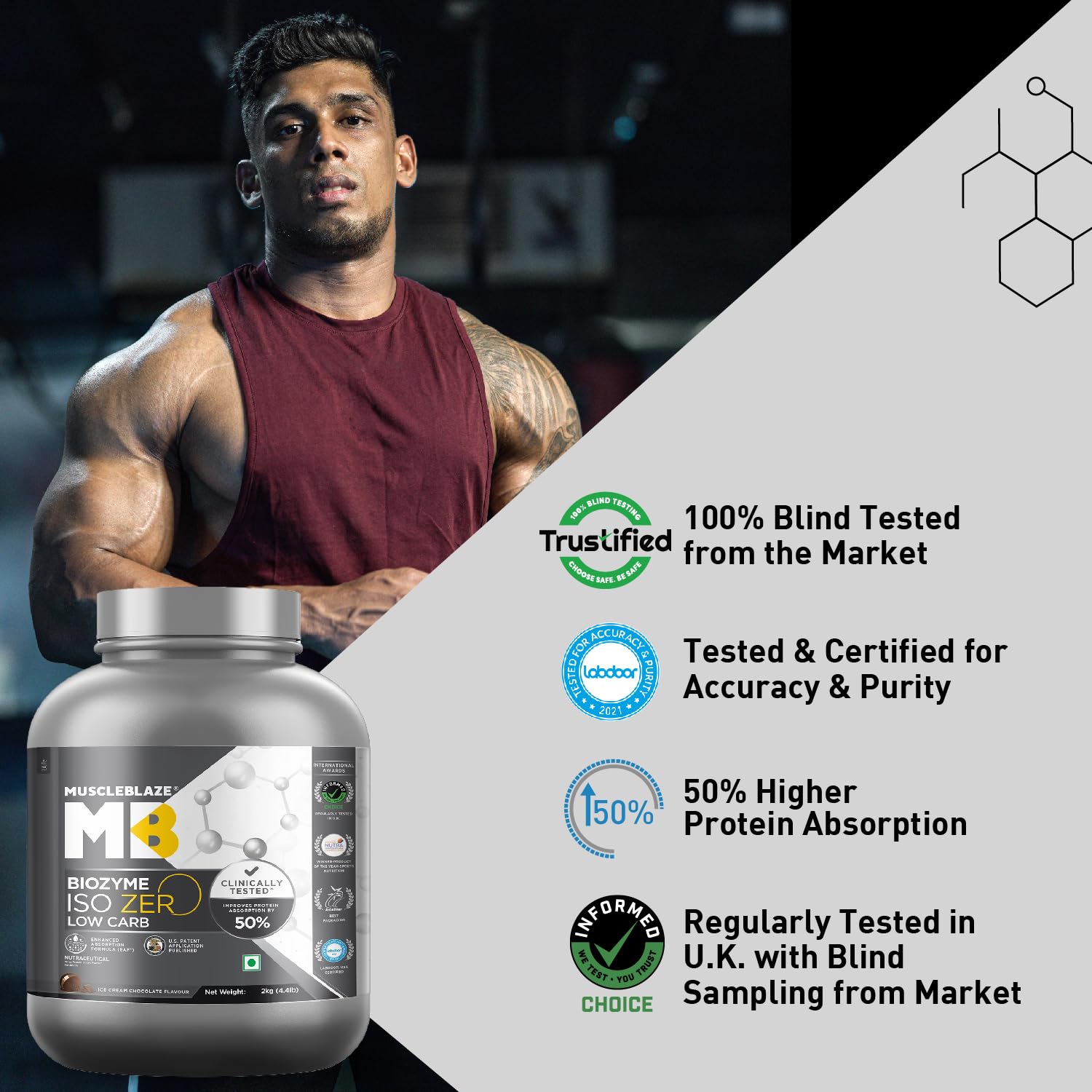 MuscleBlaze Biozyme Iso-Zero, 100% Pure Whey Protein Isolate