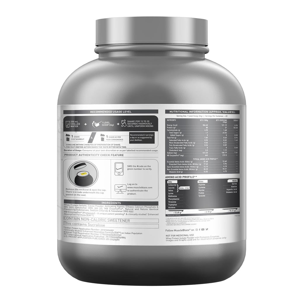 MuscleBlaze Biozyme Iso-Zero, 100% Pure Whey Protein Isolate