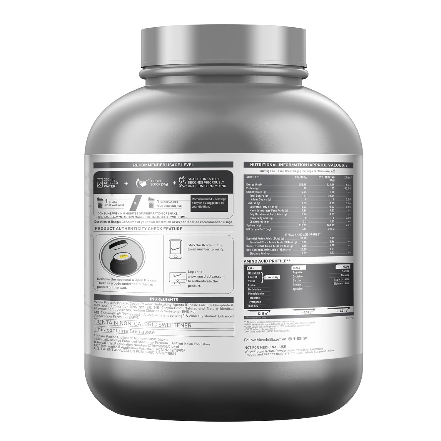 MuscleBlaze Biozyme Iso-Zero, 100% Pure Whey Protein Isolate