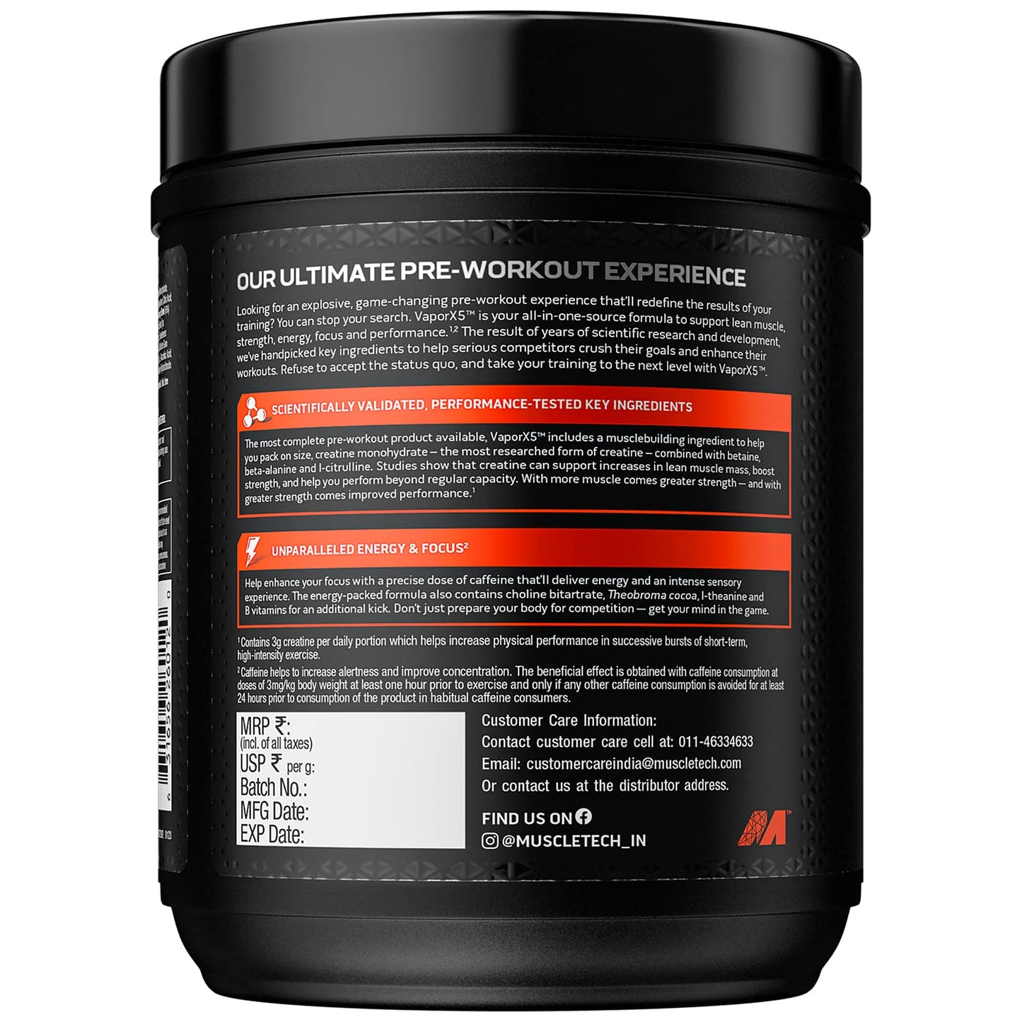 Muscletech Vapor X5 pre-workout, 270 g, 30 servings
