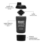 Nutrigize Screw cap with compartment, Leakproof Protein Shaker 600ml