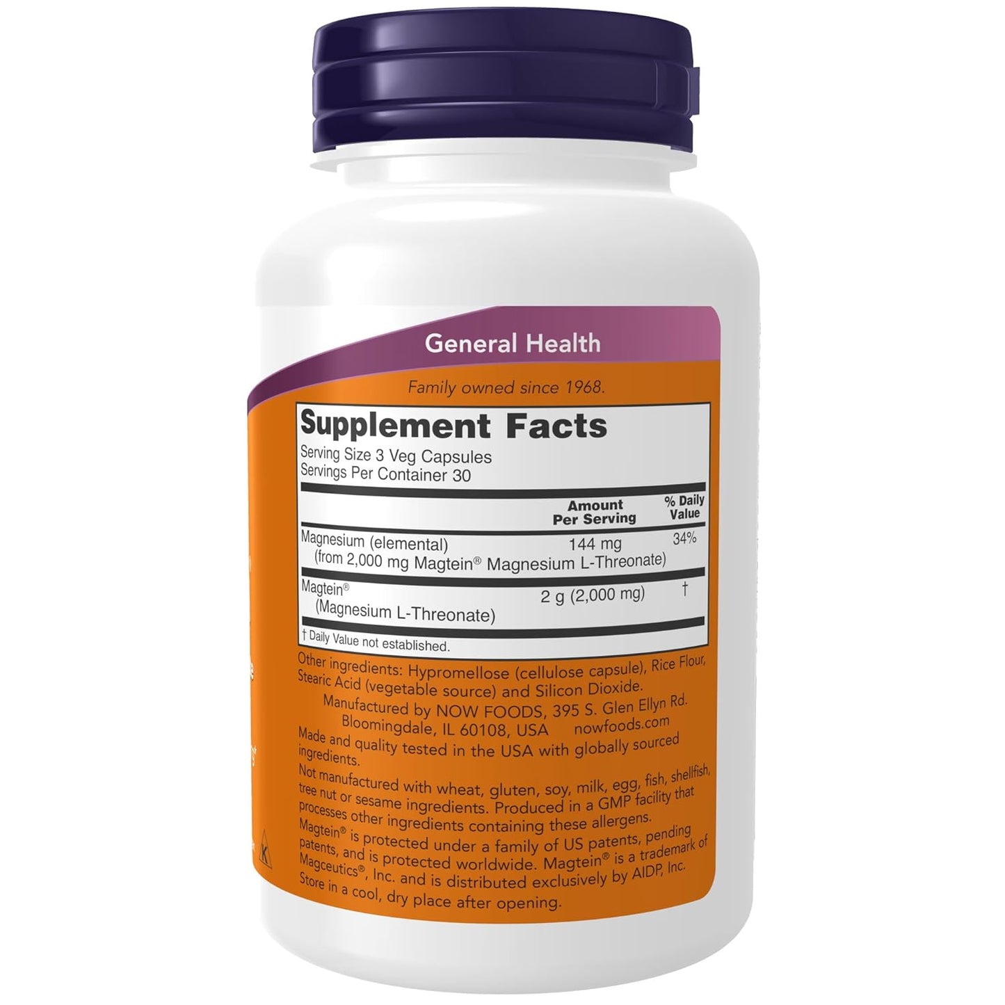 Now Foods Magtein Magnesium L-threonate, 90 Veg capsules