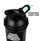 Nutrigize 3-Compartment Shaker Bottle with container For Pills And Powder, 600 ml