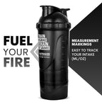 Nutrigize 3-Compartment Shaker Bottle with container For Pills And Powder, 600 ml