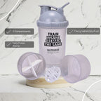 Nutrigize 3-Compartment Shaker Bottle with container For Pills And Powder, 600 ml
