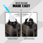 Motivational Gallon Water Bottle 2.2L (2200ml) with Straw & Cleaning Brushes | Leak Proof BPA Free | Black