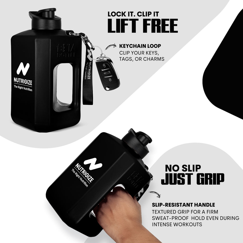 Nutrigize Leakproof Gallon Water Bottle with Handle, 2 Litre