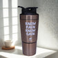 Nutrigize Stainless Steel Shaker Bottle, Protein Shaker with Extra Compartment for storage, 590 ml