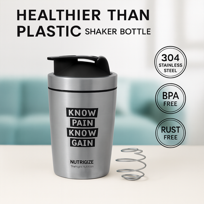 Nutrigize Stainless Steel Shaker Bottle 590ml