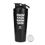 Stainless Steel Protein Shaker Bottle 590ml with Storage | Nutrigize