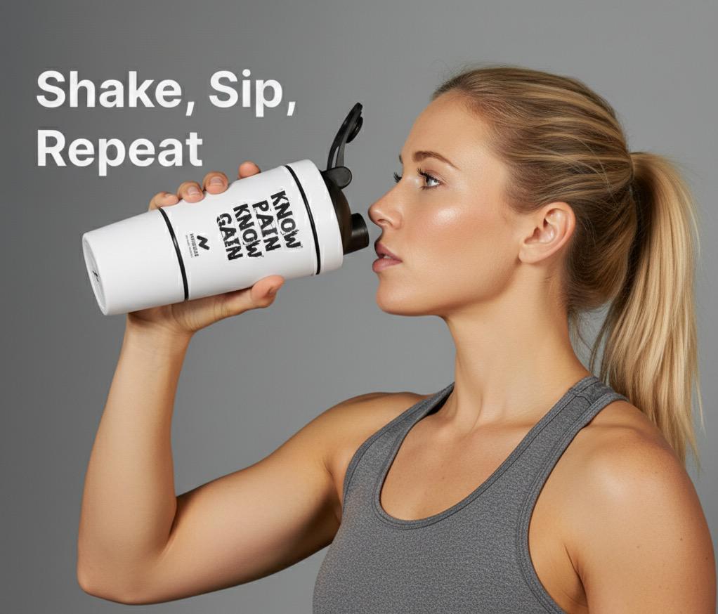 Stainless Steel Protein Shaker Bottle 590ml with Storage | Nutrigize