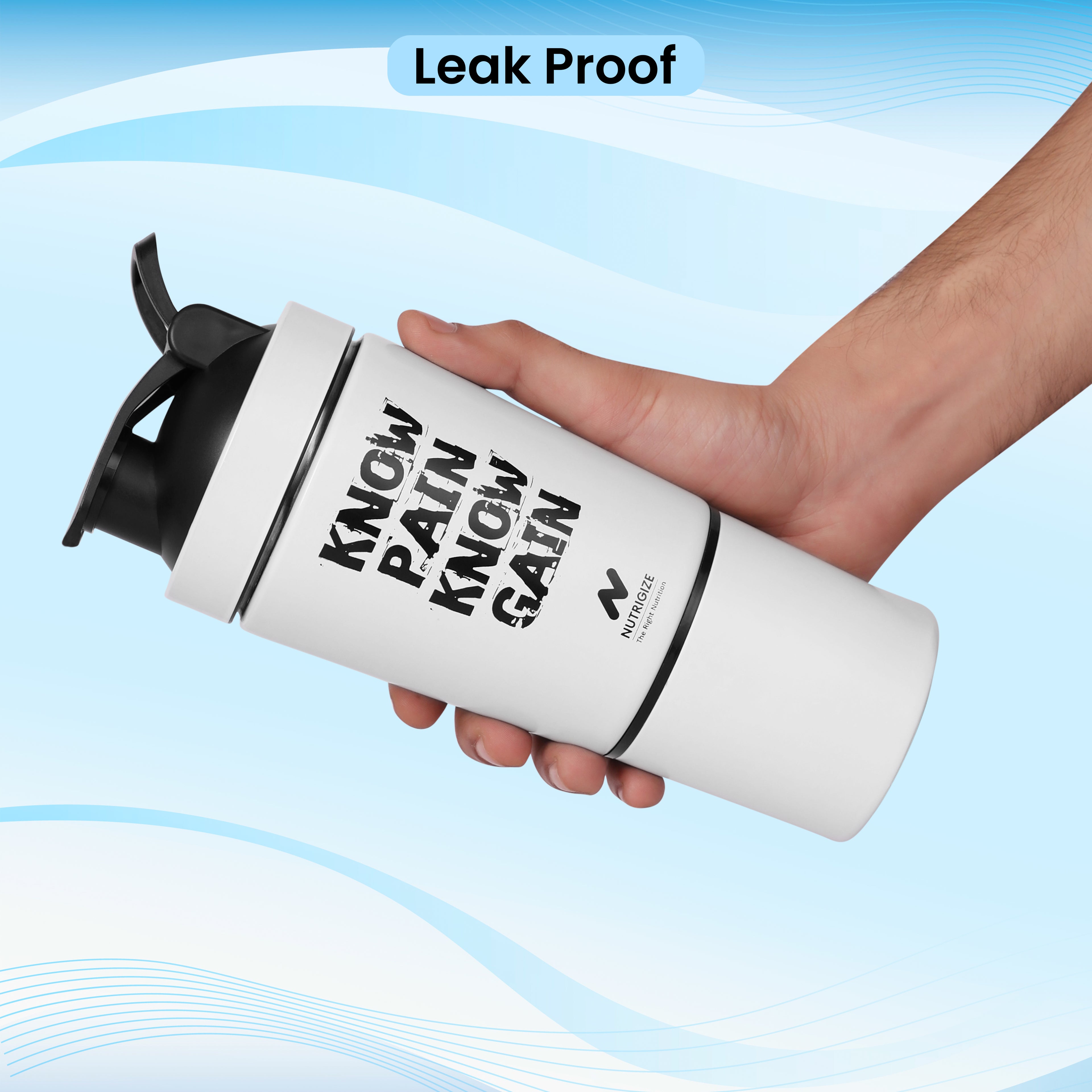 Stainless Steel Protein Shaker Bottle 590ml with Storage | Nutrigize
