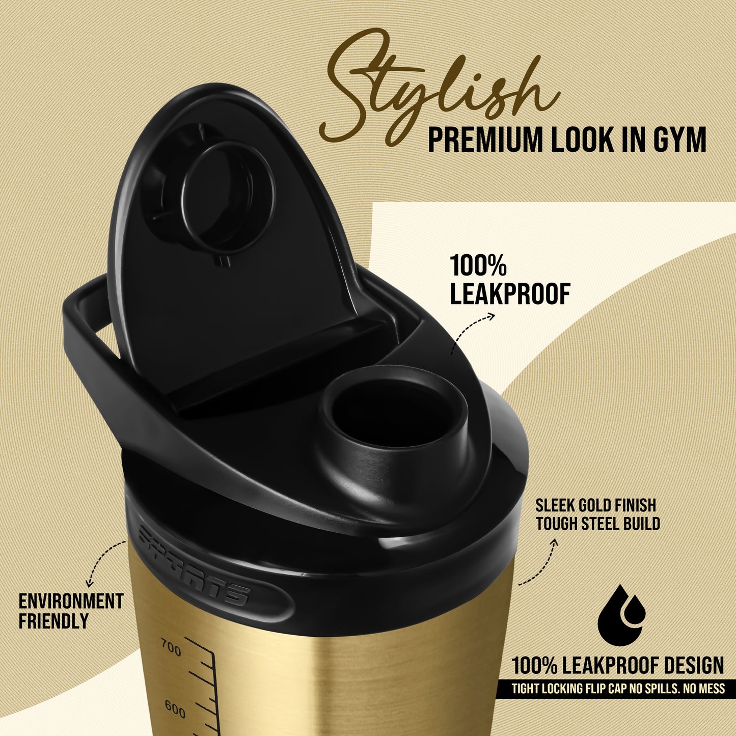 Stainless Steel Shaker 700ml – leak proof 304 SS food grade steel