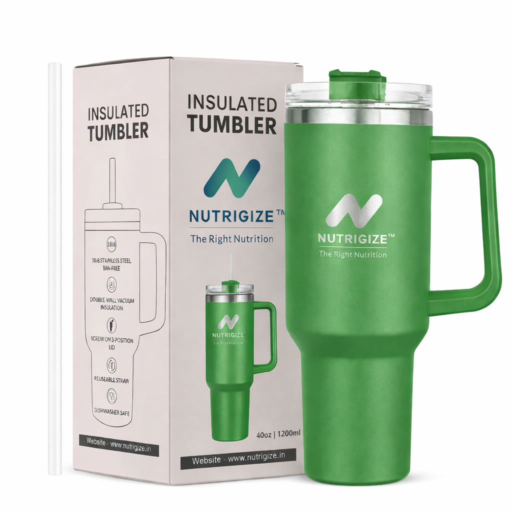 Nutrigize Stainless Steel Tumbler with Straw (Hot & Cold), 1200 ml