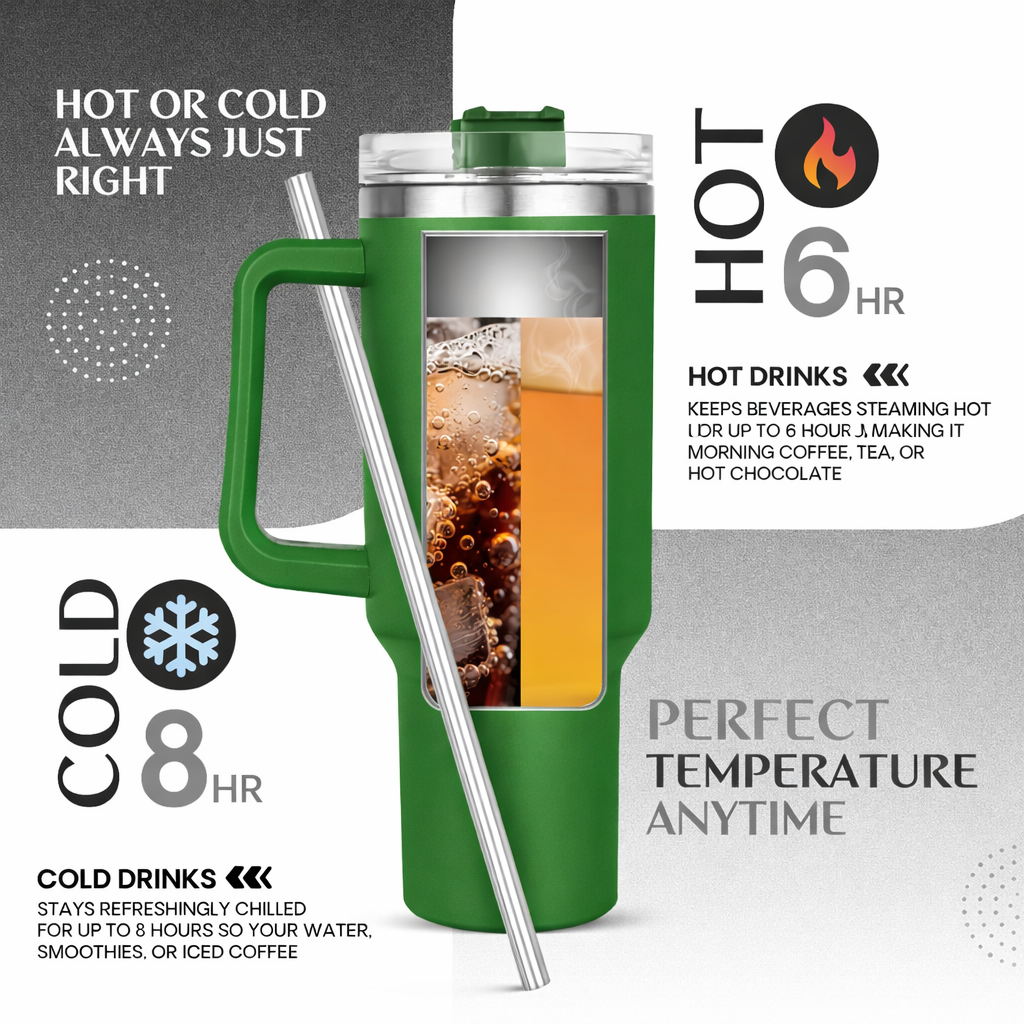 Nutrigize Stainless Steel Tumbler with Straw (Hot & Cold), 1200 ml