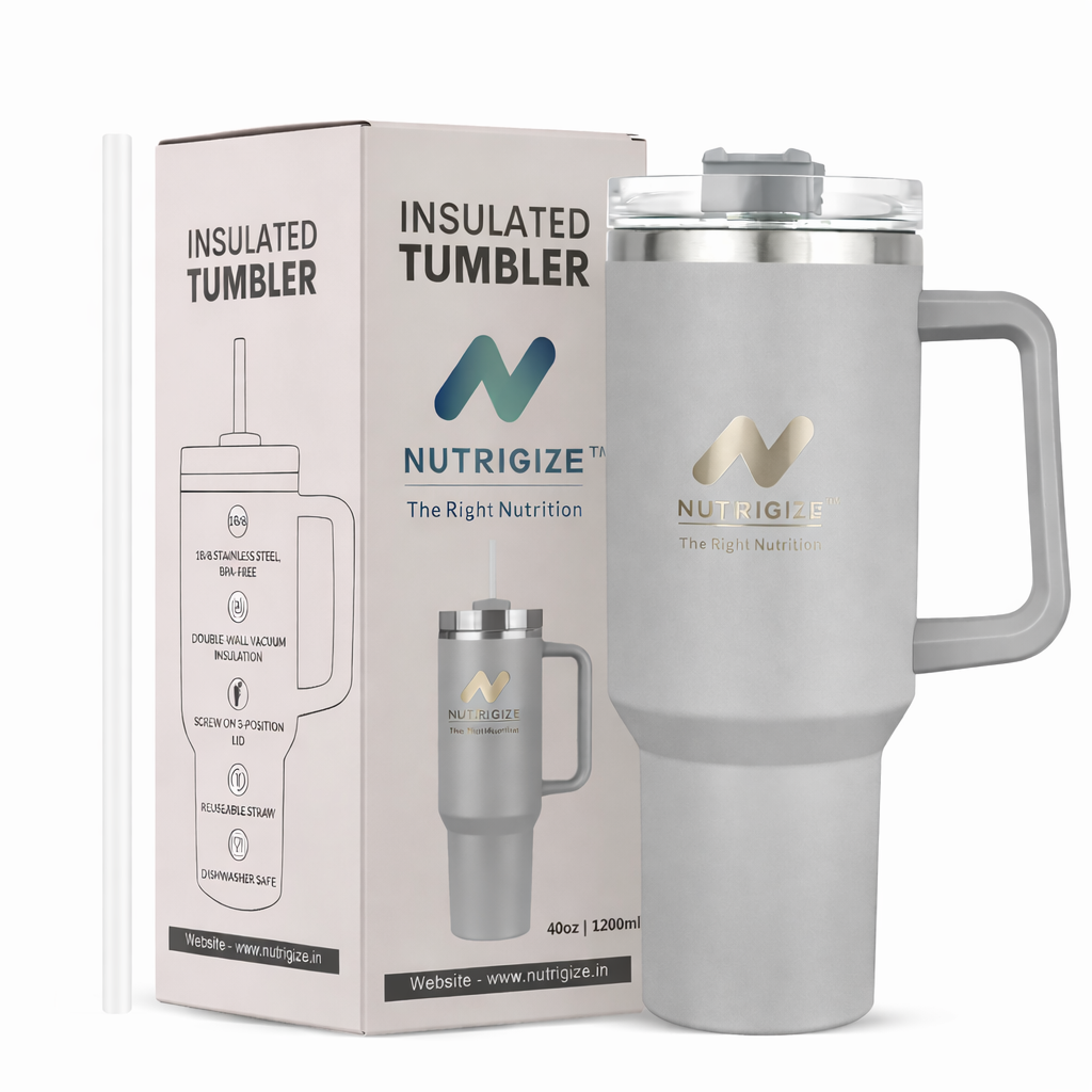 Nutrigize Stainless Steel Tumbler with Straw (Hot & Cold), 1200 ml