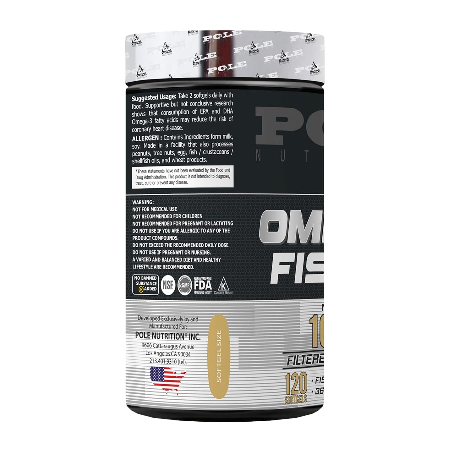 Pole Nutrition Omega-3 Fish Oil 1000mg - 120 Softgels