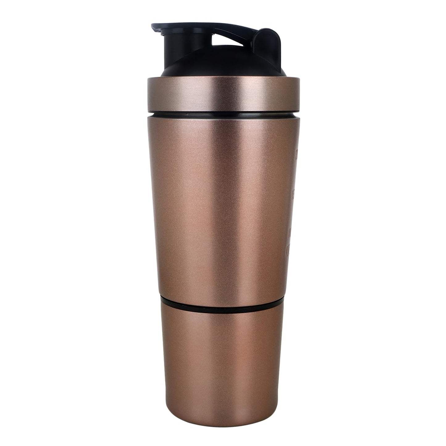 Nutrigize Stainless Steel Shaker Bottle, Protein Shaker with Extra Compartment for storage, 590 ml