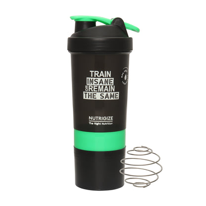 Nutrigize Protein Shaker bottle with 2 extra storage compartment (600 ml)